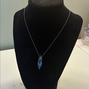 Sabika Silver Necklace with Blue Pendant